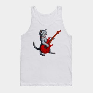 Kitten playing an electric guitar Tank Top